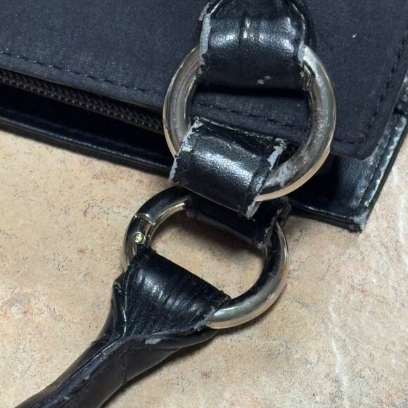 Vintage Miche Classic Base Bag Black Nylon & Leather Dual Handle Purse Zip Close - Picture 14 of 16